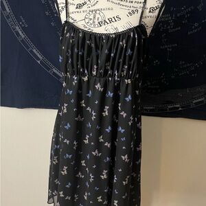 Black Butterfly Print Dress
